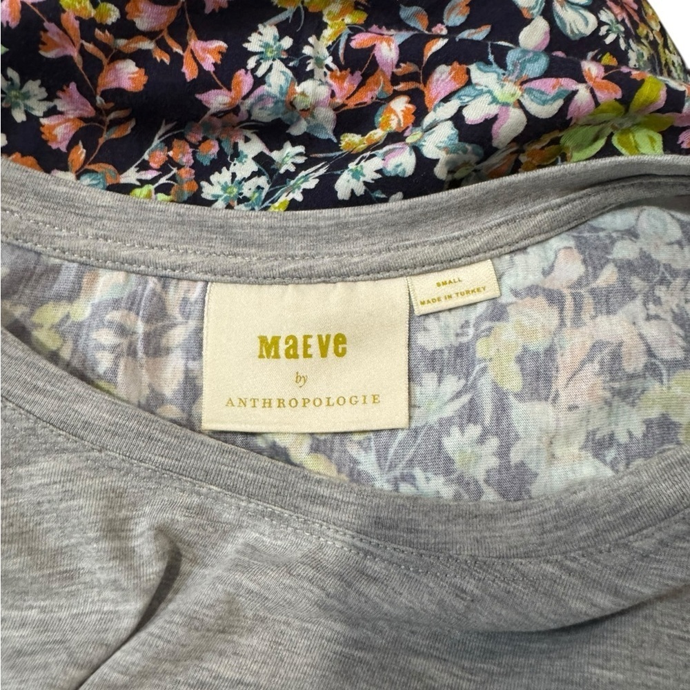 Anthropologie Gray Suzanne Tee with Floral Sleeves - Picture 7 of 9
